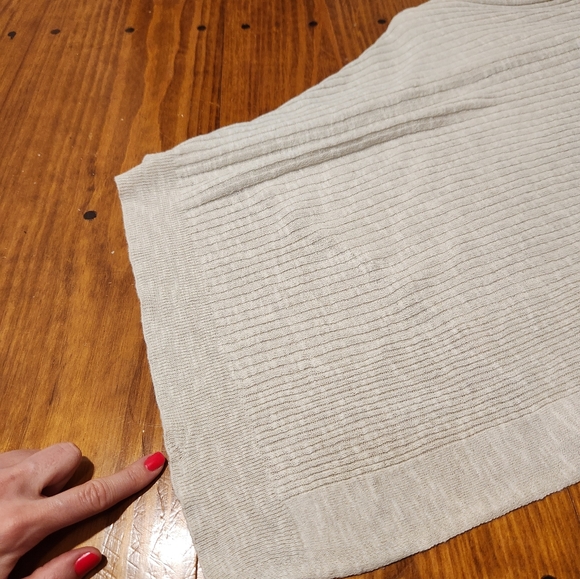 Eileen Fisher asymmetrical rib knit cowl poncho sweater - one size OS - oatmeal - Picture 5 of 5